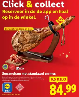 Lidl Serranoham met standaard en mes aanbieding