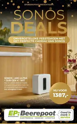EP Beerepoot SONOS - ARC ULTRA + SUB GEN 4 - WIT aanbieding