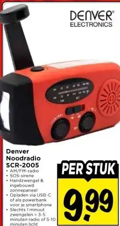 Vomar Voordeelmarkt Denver Noodradio SCR-2005 aanbieding