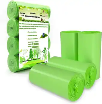 Amazon Vuilniszak 50L (4 x 15 zakken), Dikke Bag Waste Voor Huishoudelijke/Tuinafval/Keuken/Kantoor (Groen) aanbieding