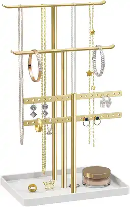 Amazon pickpiff Jewellery stand, 3 floors, gold aanbieding