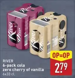 ALDI RIVER 6-pack cola zero cherry of vanilla aanbieding