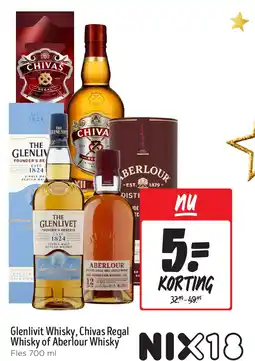 Jumbo Glenlivit Whisky, Chivas Regal Whisky of Aberlour Whisky aanbieding