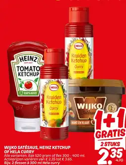 Dekamarkt Wijko satésaus, heinz ketchup of hela curry aanbieding