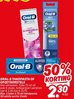Dekamarkt Oral B tandpasta of opzetborstels aanbieding