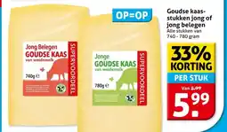 Hoogvliet Goudse kaas stukken jong of jong belegen aanbieding