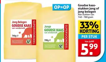 Hoogvliet Goudse kaas stukken jong of jong belegen aanbieding