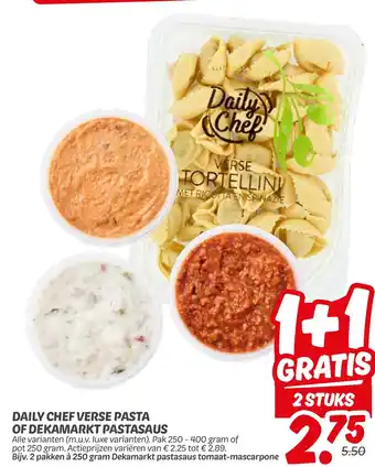 Dekamarkt Daily chef verse pasta of dekamarkt pastasaus aanbieding