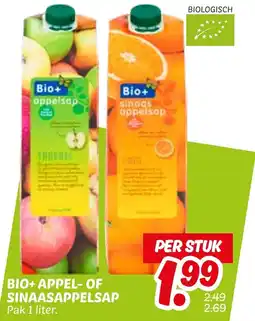 Dekamarkt Bio+appel-of sinaasappelsap aanbieding