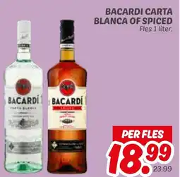 Dekamarkt Bacardi carta blanca of spiced aanbieding
