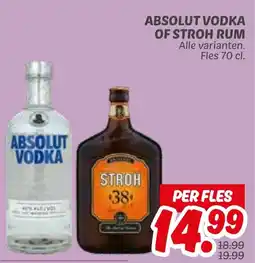 Dekamarkt Absolut vodka of stroh rum aanbieding