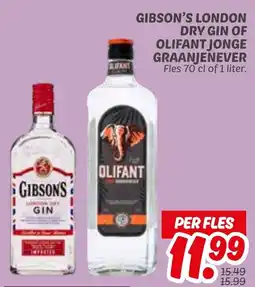 Dekamarkt Gibson's london dry gin of olifant jonge graanjenever aanbieding
