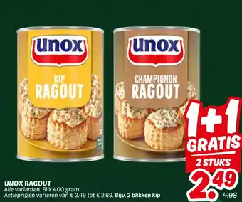 Dekamarkt Unox ragout aanbieding