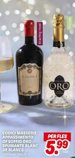 Dekamarkt Codici masserie appassimento of soffio oro spumante blanc de blancs aanbieding