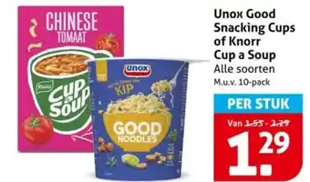 Hoogvliet Unox Good Snacking Cups of Knorr Cup a Soup aanbieding