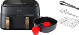 Coolblue Philips 3000 series Dual Basket NA352/00 + Dubbellaagse kookset + Bakmeesterset aanbieding