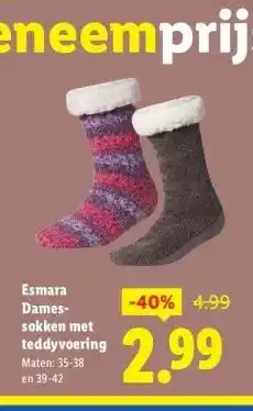 Lidl Esmara Dames-sokken metteddy voering aanbieding