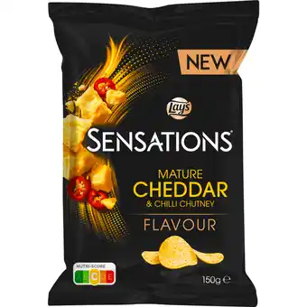 Dekamarkt Lay's Sensations chips mature cheddar & chili chutney aanbieding