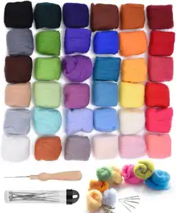 Amazon Asiv Vezelviltwol met startersets van naaldvilt voor knutselen, knutselen en projecten, meerkleurig aanbieding