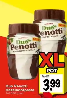 Vomar Voordeelmarkt Duo Penotti Hazelnootpasta aanbieding