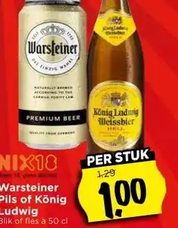 Vomar Voordeelmarkt Geen 18. geen alcohol Warsteiner Pils of König Ludwig aanbieding