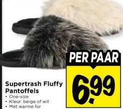 Vomar Voordeelmarkt Supertrash Fluffy Pantoffels aanbieding
