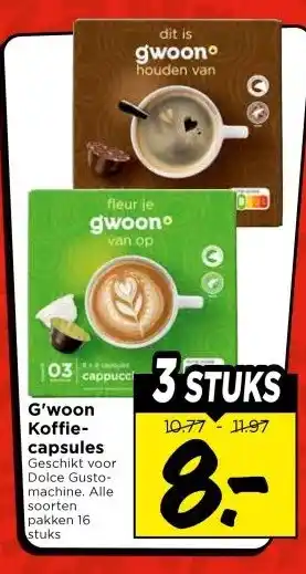 Vomar Voordeelmarkt G'woon Koffie- capsules aanbieding