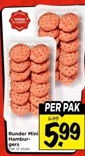 Vomar Voordeelmarkt Runder Mini Hambur- gers aanbieding
