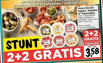 Vomar Voordeelmarkt Verse Borrelhapjes, Salades Of Tapenades 2+2 Gratis aanbieding