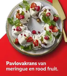 Lidl Pavlovakrans van meringue en rood fruit. aanbieding