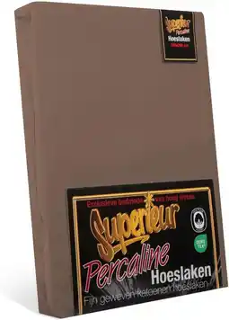 Amazon Superieur Hoeslaken - 160x210/220 cm - Taupe - 100% katoen aanbieding