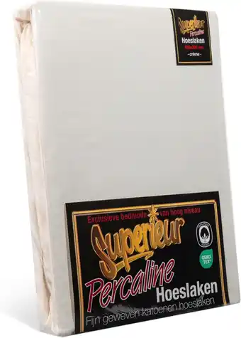 Amazon Superieur Hoeslaken - 180x210/220 cm - Crème - 100% katoen aanbieding