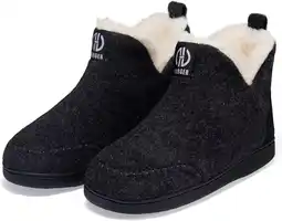 Amazon BUGUKI Vilten huislaarzen heren, dames, pluche gevoerd winter, warme hoge pantoffels aanbieding