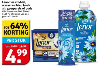 Hoogvliet Lenor wasmiddel, wasverzachter, fresh air, geurparels of pods aanbieding