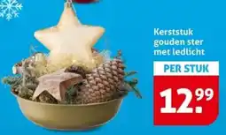 Hoogvliet Kerststuk gouden ster met ledlicht aanbieding
