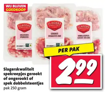 Nettorama Slagerskwaliteit spekreepjes gerookt of ongerookt of spek dobbelsteentjes aanbieding