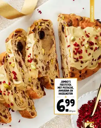 Jumbo JUMBO'S FEESTSTOL MET PISTACHE, AMARENA EN HAZELNOTEN aanbieding