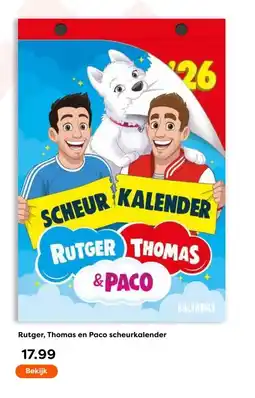 The Read Shop Rutger, Thomas en Paco scheurkalender aanbieding
