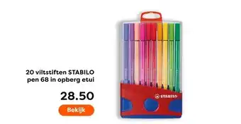 The Read Shop 20 viltstiften STABILO pen 68 in opberg etui aanbieding