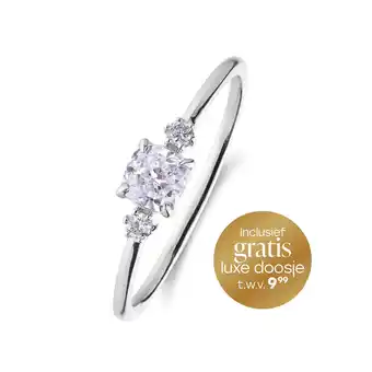 Lucardi 14 karaat witgouden ring met labgrown diamant 0,415ct voor dames aanbieding