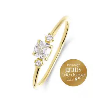 Lucardi 14 karaat geelgouden ring met labgrown diamant 0,415ct voor dames aanbieding