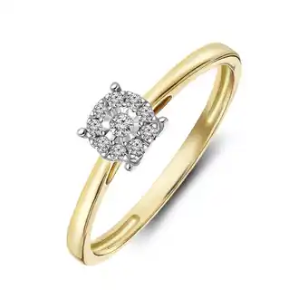 Lucardi 14 Karaat geelgouden ring met 10 diamanten 0,08ct aanbieding