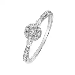 Lucardi 14 karaat witgouden entourage ring met 23 diamanten (0,10ct) aanbieding