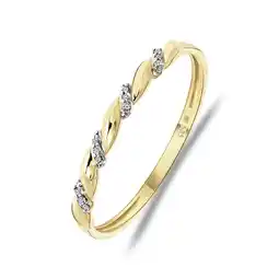 Lucardi 14 karaat geelgouden ring met 12 diamanten 0,015ct slag. aanbieding