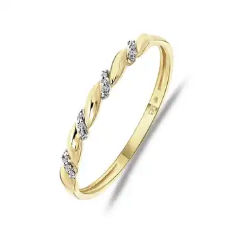 Lucardi 14 karaat geelgouden ring met 12 diamanten 0,015ct slag. aanbieding