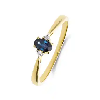 Lucardi 14 karaat geelgouden ring met saffier en diamant 0,024ct aanbieding