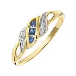 Lucardi 14 karaat geelgouden ring met saffier en diamant 0,11ct aanbieding