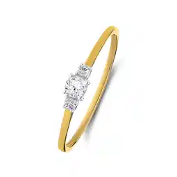 Lucardi 14 karaat geelgouden ring met 3 diamanten 0,14ct voor dames aanbieding