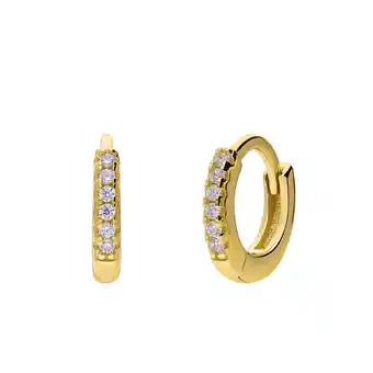 Lucardi Zilveren goldplated oorringen 10 mm met zirkonia aanbieding