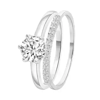 Lucardi Zilveren dubbele ring met zirkonia aanbieding